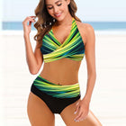 European And American Ladies Split Bikini Striped Tie-dye Hollow Bikini Swimsuit