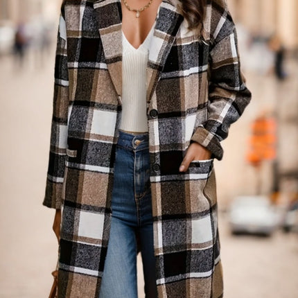 Women's Casual Hooded Plaid Jacket