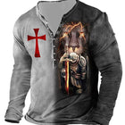 European And American Digital Printing Men's Long-sleeved Medieval T-shirt