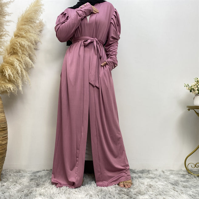 Women's Fashion Simple Solid Color Muslim Cardigan