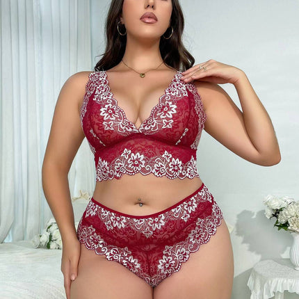 Plus Size Lace Underwear Suit