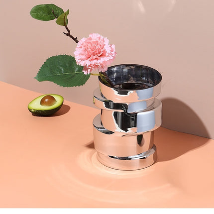 Electroplating Silver Glass Small Vase Modern Home Living Room Decorations