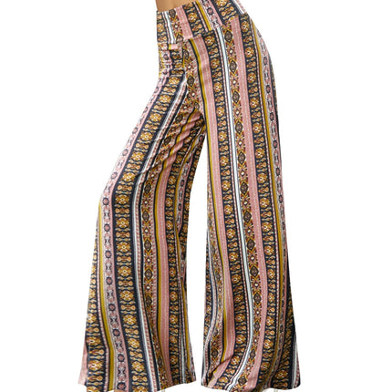 Wide-leg Pants - Skirt Printed With Pink Vintage Flowers