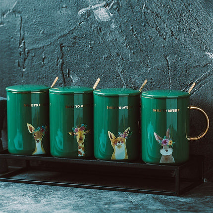 Creative mug with gold painted animal ceramic mug