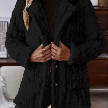 Double-sided Plush Water Ripple Button Cardigan Pocket Lapel Casual Top Jacket