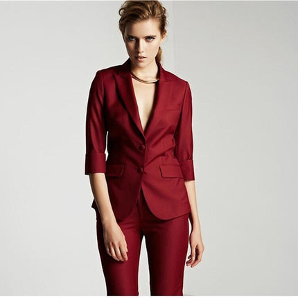 Lady Women Suits Set Spring And Autumn White Peak Lapel