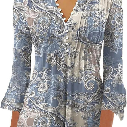 Women's Single-breasted Fashion V-neck Half-sleeve Top