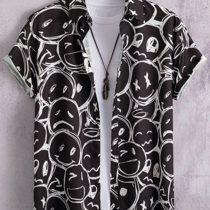 Men's Short-sleeved Shirt 3D Digital Printing Hawaiian Trendy Cardigan Shirt