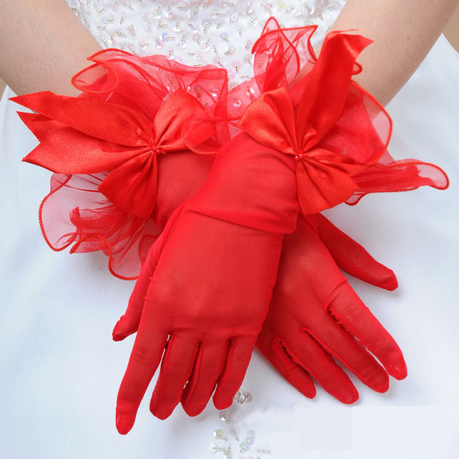 Wedding Bride Wedding Dress Evening Gloves Black Lace