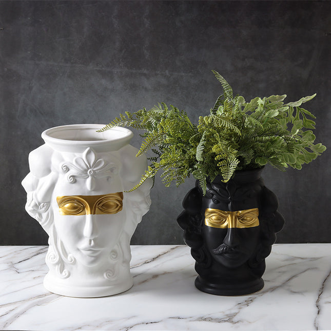 Human Face, Head Shape, Ceramic Vase, Handicraft Ornaments