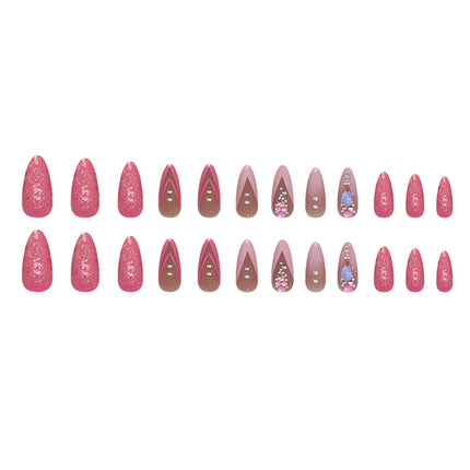 Almond Double French Fake Nails