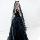 Bride wedding black veil