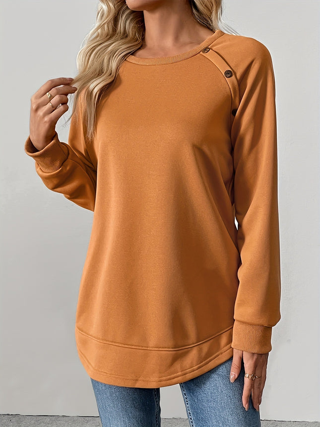 Round Neck Long Sleeve Loose Top Front Short Back Long Sweater For Women