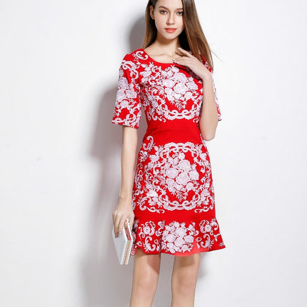 Fish tail wrap hip dress dress