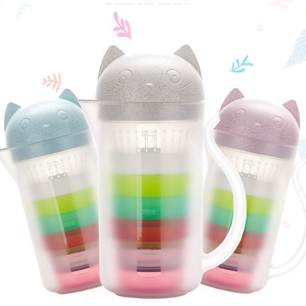 Cat Water Cup Kettle Set Plastic Bottles Environmentally Portable Teapot with Filter