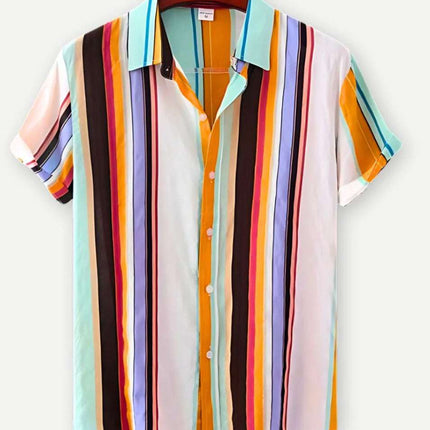 Hawaiian Printing Lapel Short Sleeve Shirt