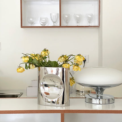 Mirror Silver Geometric Architecture Minimalist Moon Phase Vase