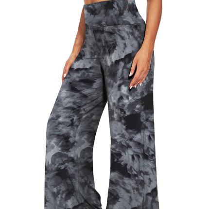 Wide-leg Trousers - Skirt Printed With Black Tie-dye