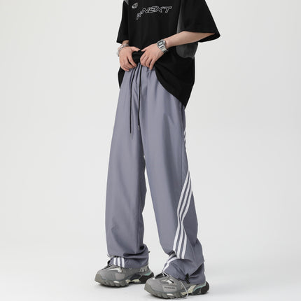 Men's Loose Casual Striped Stitching Wide Leg Track Pants