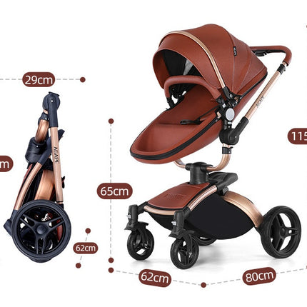 High Landscape Baby Stroller 360-degree Rotation 3-in-1 Basket Foldable