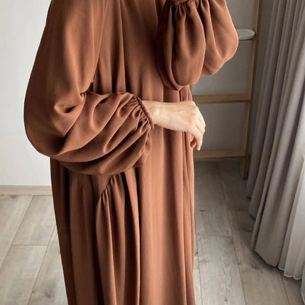 New Muslim Women's Wear Solid Color Elegant Fashion Loose Pullover Dress