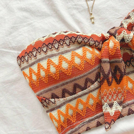 Women's Sexy 2pcs Set  Summer  Colorful Striped Elastic Suitable For Vacation And Daily Travel