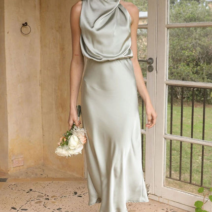Sleeveless Halter Neck Dress Summer Fashion Temperament Evening Dresses For Women Clothing