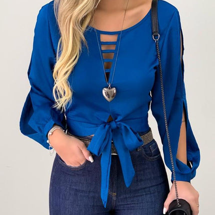 Tie Front Cut Out Tops Women Lace-Up Top Women