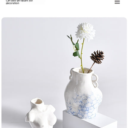 Ceramic Vase Decoration Art Body Small Blue And White Texture Homestay