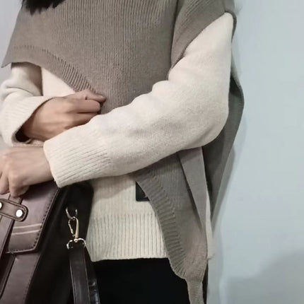 Special-interest Design Versatile Beveled Triangle Knitted Shawl Vest