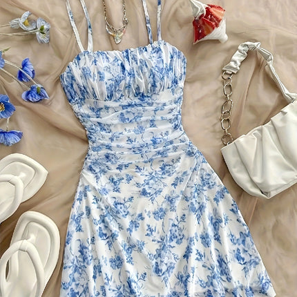 Women's Fashion Personalized French Floral Strap Dress