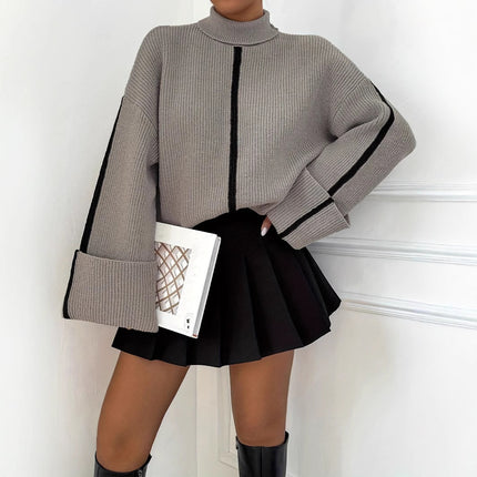 Women's Fashion High Collar Knitted Sweater