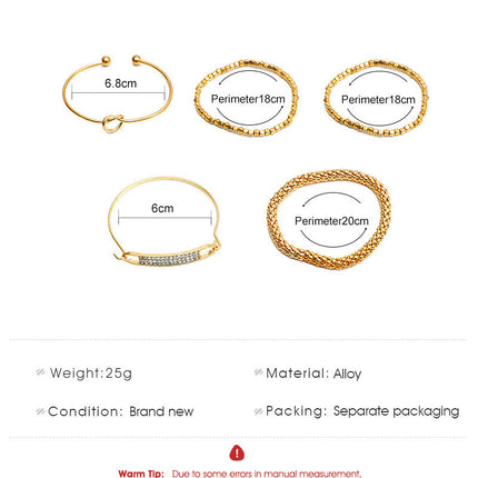 5-piece Set Of European And American Vintage Chain Bracelets