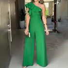 Women Summer Dressy Jumpsuits Sleeveless Ruffle One Shoulder Casual Wide Leg Pants Romper