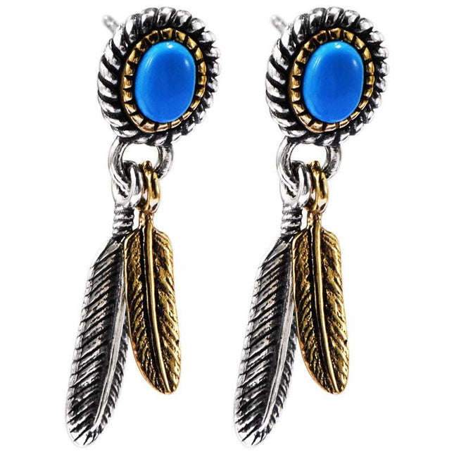 Sterling Silver Vintage Indian Feather Earrings