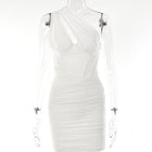 White Pleated Mini Summer Dress Vestidos Elegant Club Party Dresses