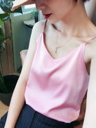 Solid Sleeveless Casual Tops V-Neck Female Vest  Women  Summer Silk Tank