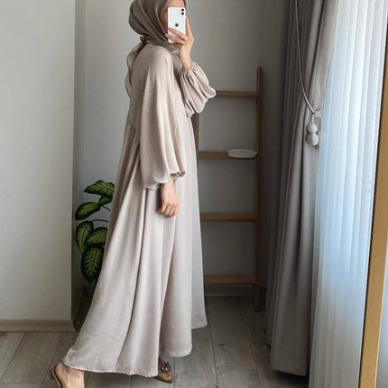 New Muslim Women's Wear Solid Color Elegant Fashion Loose Pullover Dress