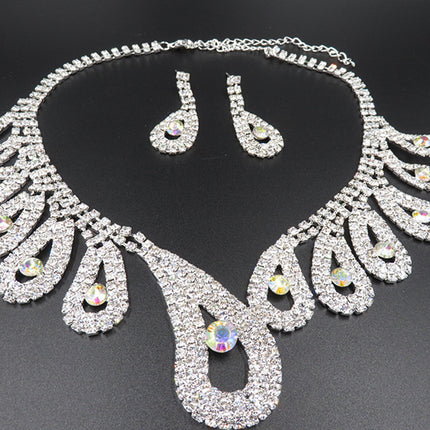 The New All-match Bride Bride Wedding Accessories Wholesale Diamond Suit Set Big Chain Necklace Set Wholesale