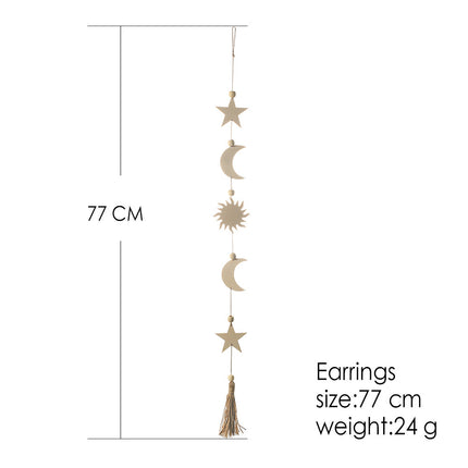 Star And Moon Wood Chip Pendant Bohemian Wall Decoration