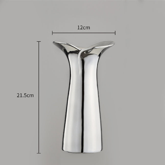 Household Fashion Electroplated Silver Fishtail Ceramic Vase