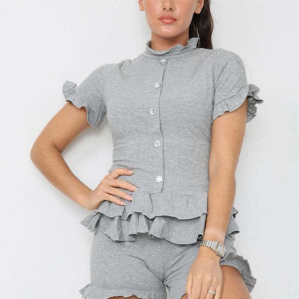 Diamond Frilled Edge Short Co-Ord Set