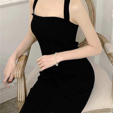 Backless Sexy Strap Split Summer Dress Women Elastic Long Dresses Sleeveless Camisole Clubwear Evening Party Dress Women's Robe