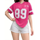 Versatile Casual Loose Letter Flower Short Sleeve Shirt Women's Clothing