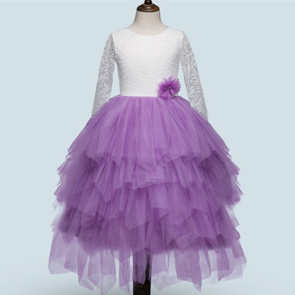 Autumn And Winter Explosions Hollow Children's Skirt Lace Long-sleeved Girls White Princess Dress Irregular Dress