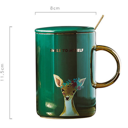 Creative mug with gold painted animal ceramic mug