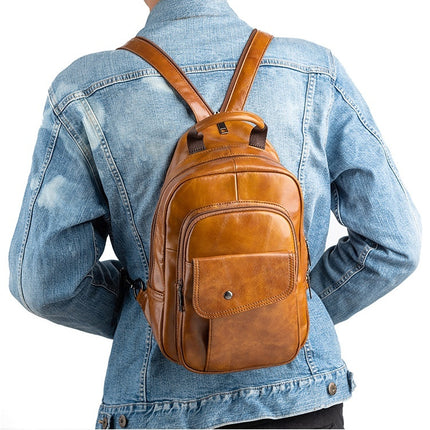 Travel Multifunctional Men's First Layer Cowhide Bag
