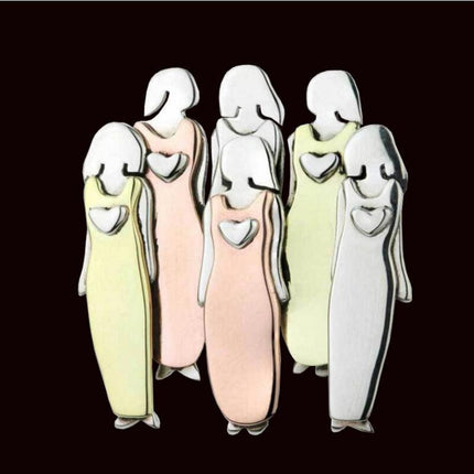Fashion Jewelry Pink Enamel Pin Metal Heart Bond Between Three Sisters Designer Brooch Broches Vintage Brooches For Women