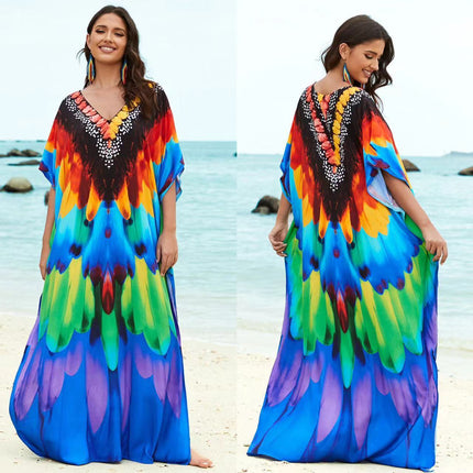 Plus Size Robe Blouse Beach Bikini Vacation Coat Dress Women
