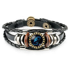 Zodiac Sign Bracelets For Women Men 12 Constellation Beaded Hand Woven PU Leather Bracelets